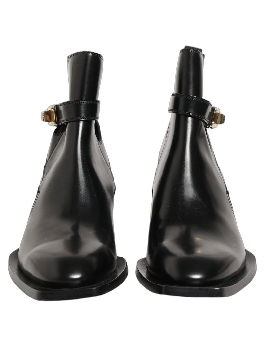 Dolce &amp; Gabbana Sample Sale | Dolce &amp; Gabbana Black Leather DG Plaque Ankle Boots Shoes - | Designer outlet