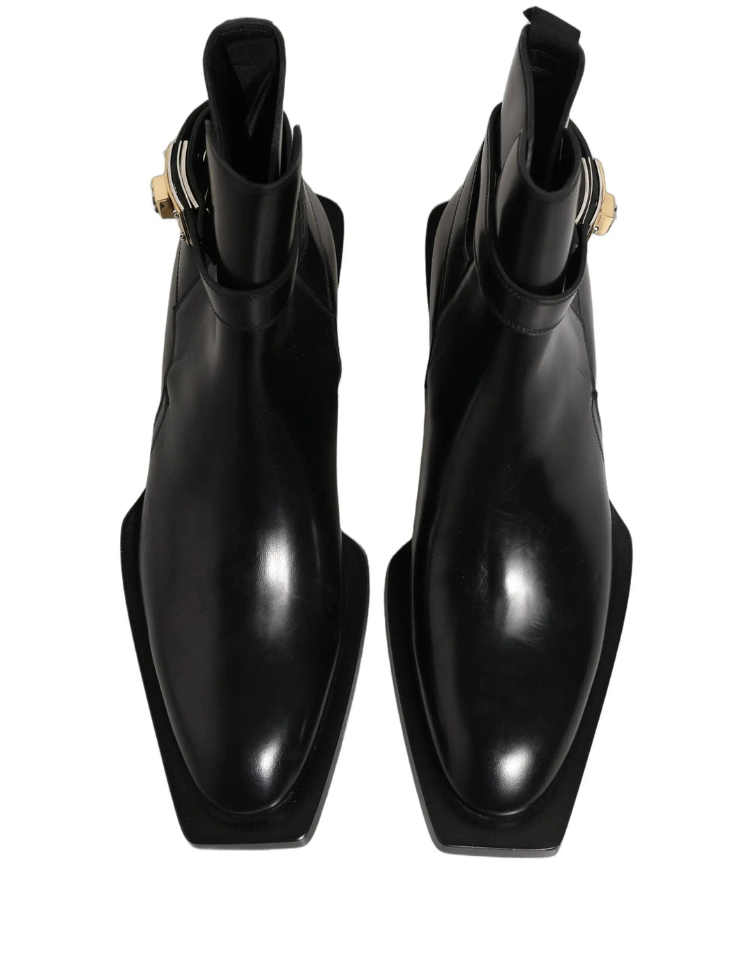 Dolce &amp; Gabbana Sample Sale | Dolce &amp; Gabbana Black Leather DG Plaque Ankle Boots Shoes - | Designer outlet