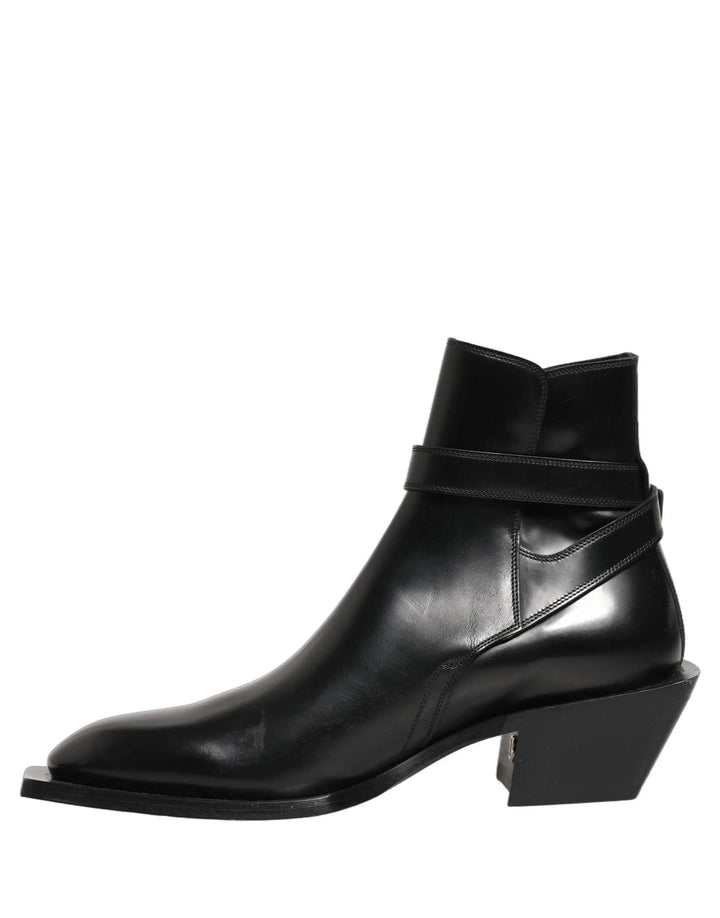 Dolce &amp; Gabbana Sample Sale | Dolce &amp; Gabbana Black Leather DG Plaque Ankle Boots Shoes - | Designer outlet