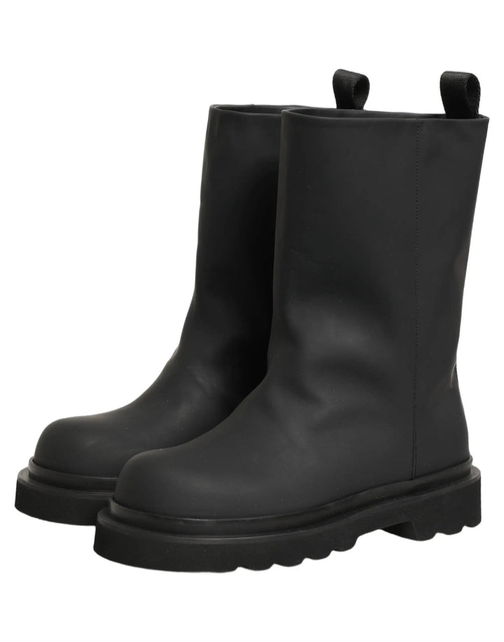 Dolce &amp; Gabbana Sample Sale | Dolce &amp; Gabbana Black Leather Mid Calf Chunky Men Boots Shoes - | Designer outlet