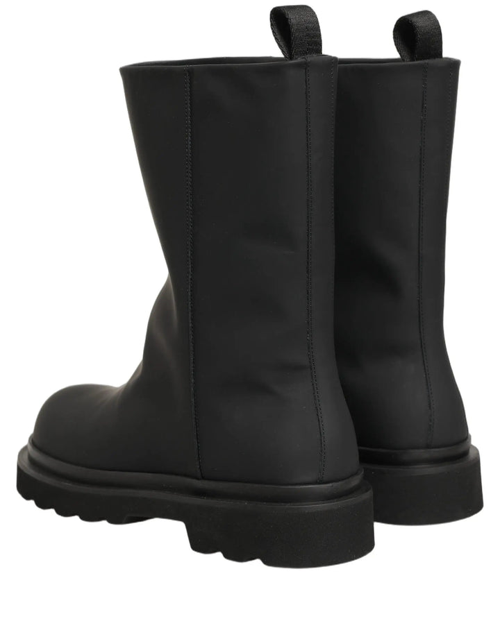 Dolce &amp; Gabbana Sample Sale | Dolce &amp; Gabbana Black Leather Mid Calf Chunky Men Boots Shoes - | Designer outlet