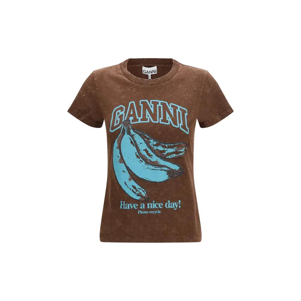 Ganni Sample Sale | Ganni Brown Cotton T-Shirt - | Designer outlet