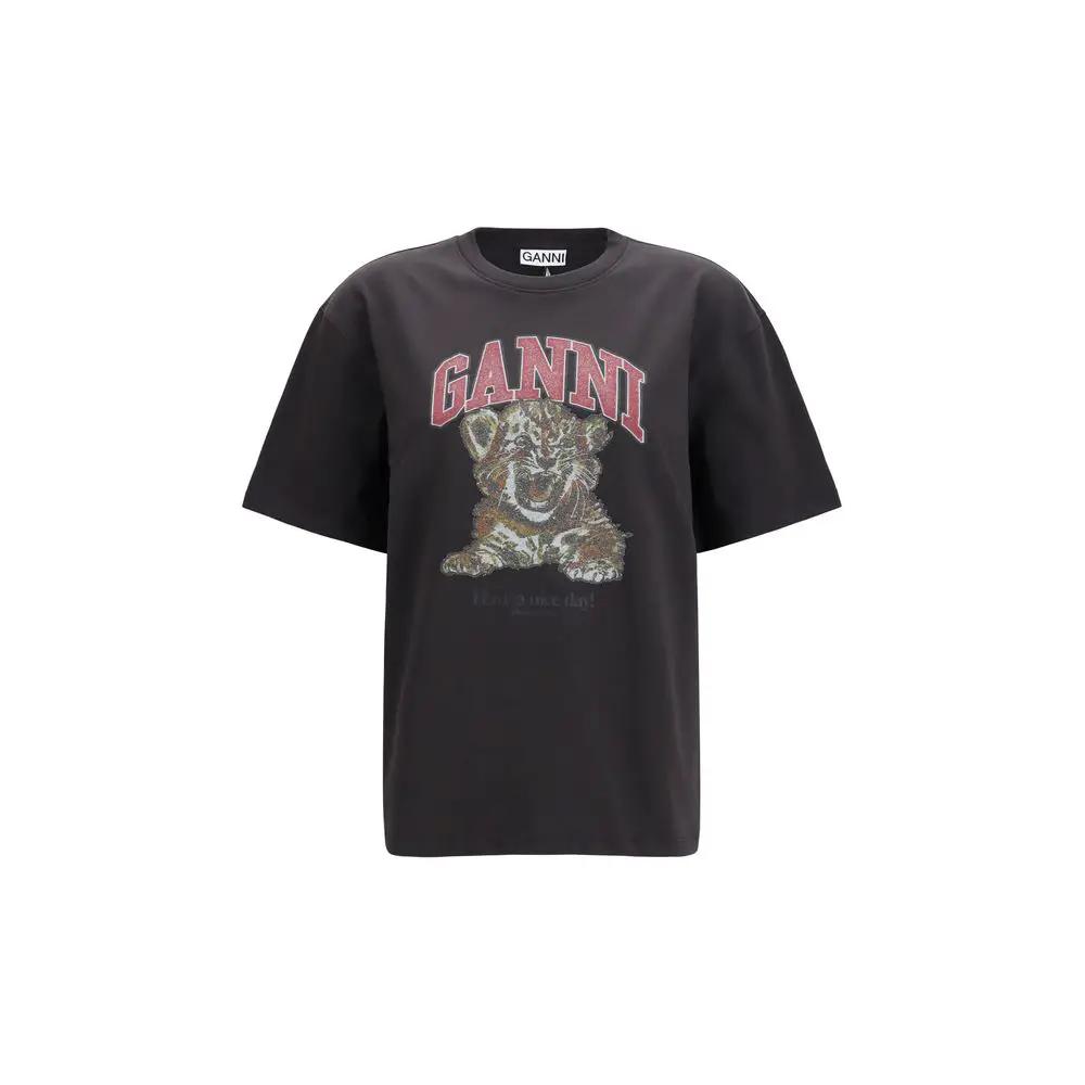 Ganni Sample Sale | Ganni Black Cotton T-Shirt - | Designer outlet