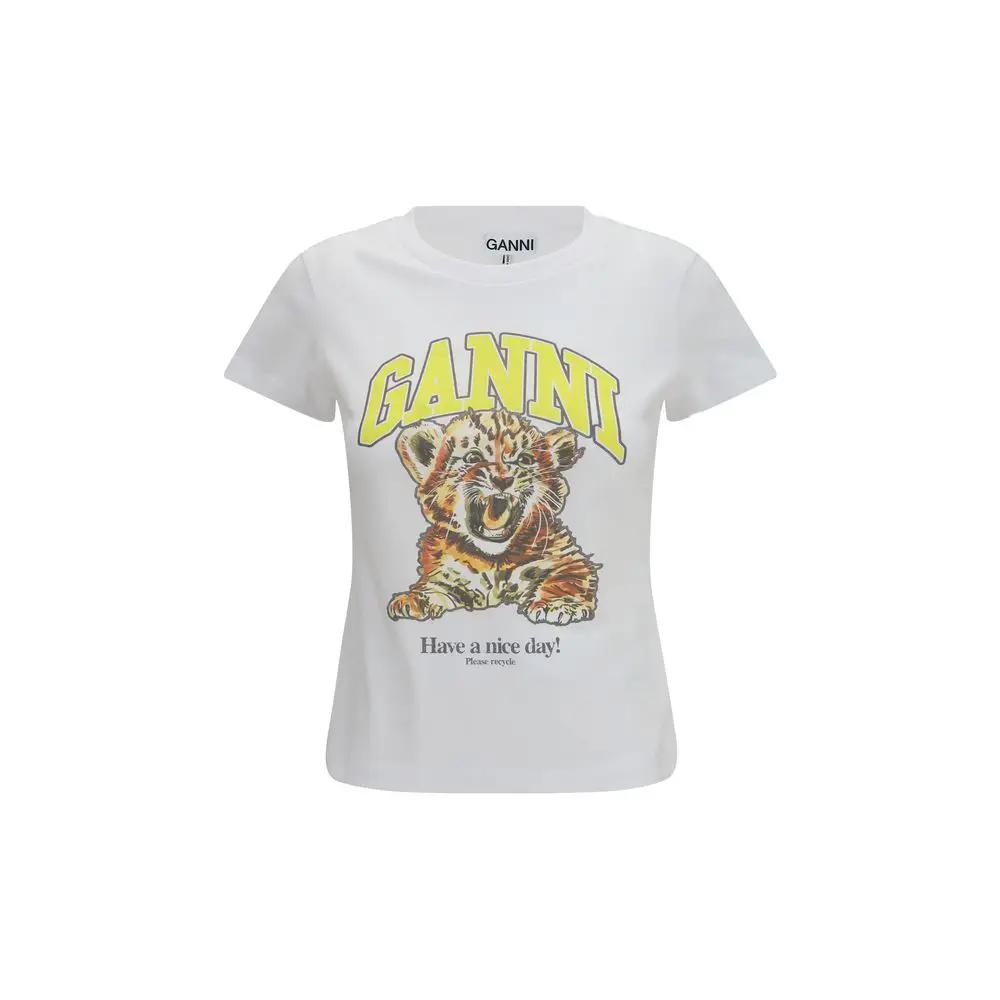 Ganni Sample Sale | Ganni White Cotton T-Shirt - | Designer outlet