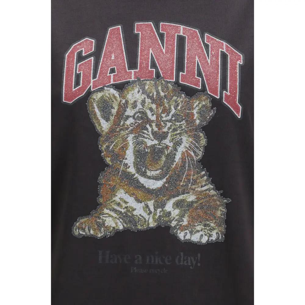 Ganni Sample Sale | Ganni Black Cotton T-Shirt - | Designer outlet