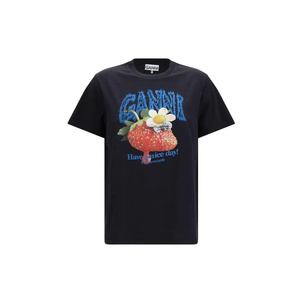 Ganni Sample Sale | Ganni Black Cotton T-Shirt - | Designer outlet