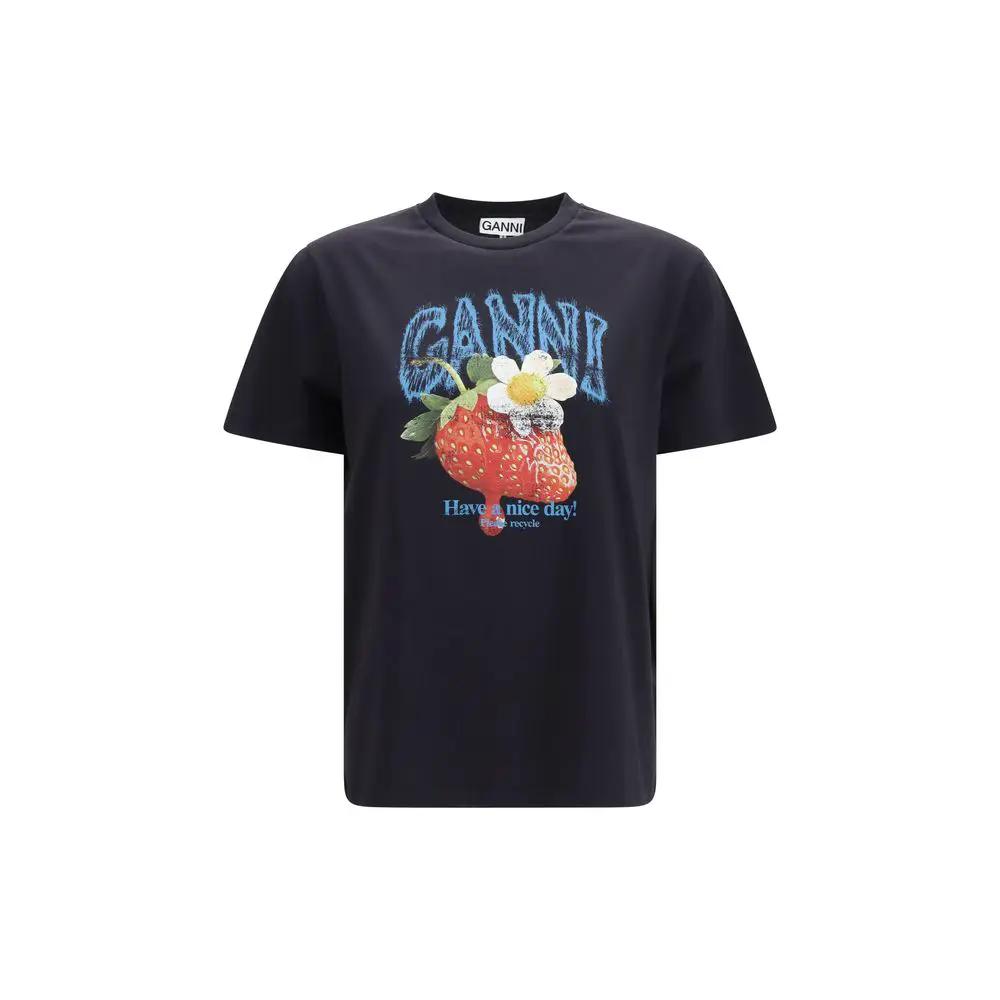 Ganni Sample Sale | Ganni Black Cotton T-Shirt - | Designer outlet