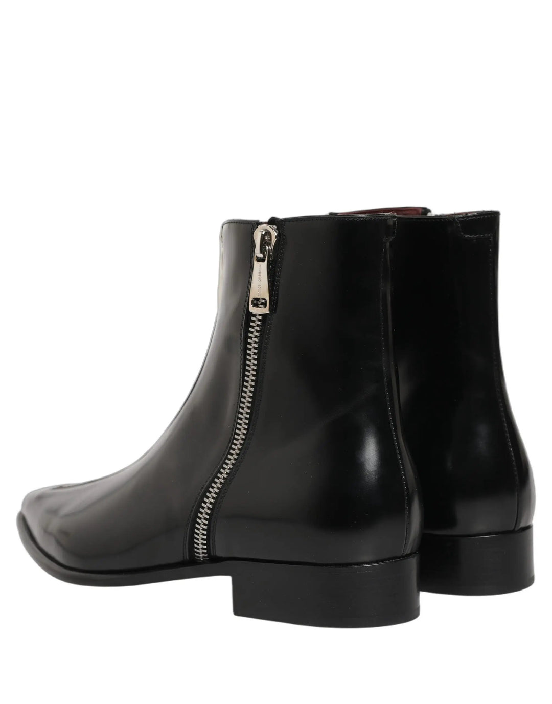 Dolce &amp; Gabbana Sample Sale | Dolce &amp; Gabbana Black Leather Zipper Mid Calf Men Boots Shoes - | Designer outlet