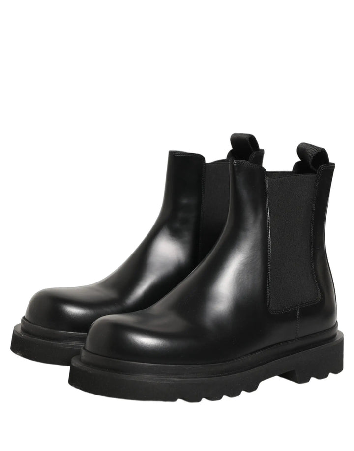 Dolce &amp; Gabbana Sample Sale | Dolce &amp; Gabbana Black Chelsea Boots Leather Slip On Men Shoes - | Designer outlet