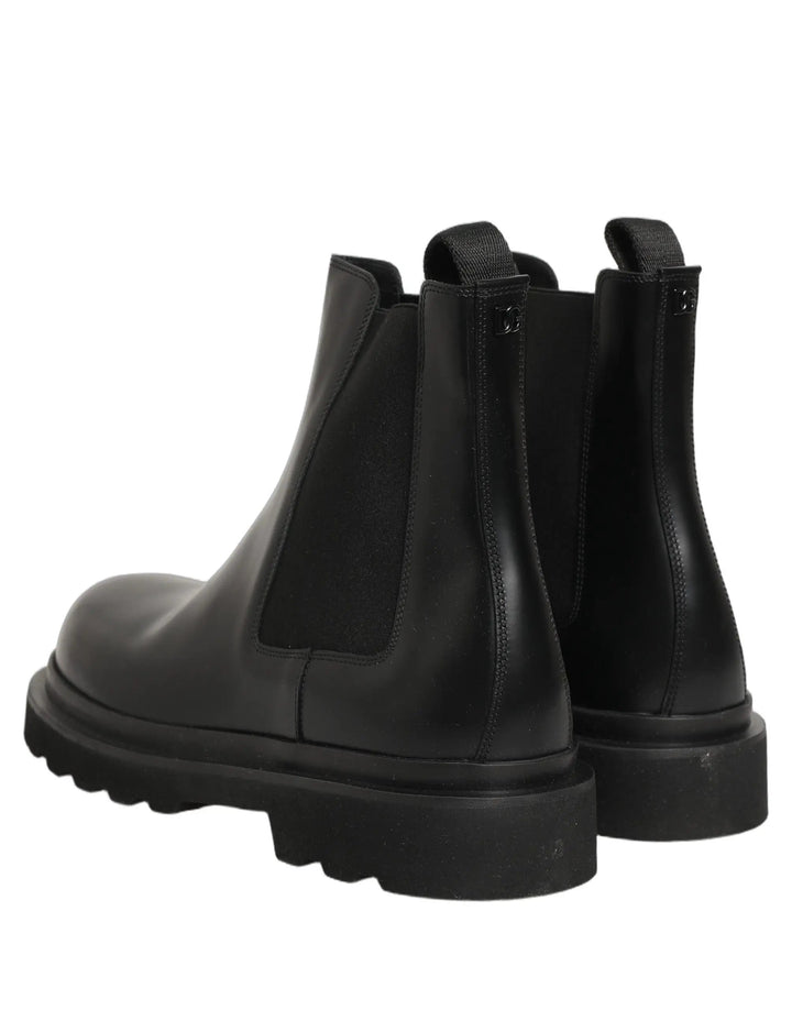 Dolce &amp; Gabbana Sample Sale | Dolce &amp; Gabbana Black Chelsea Boots Leather Slip On Men Shoes - | Designer outlet