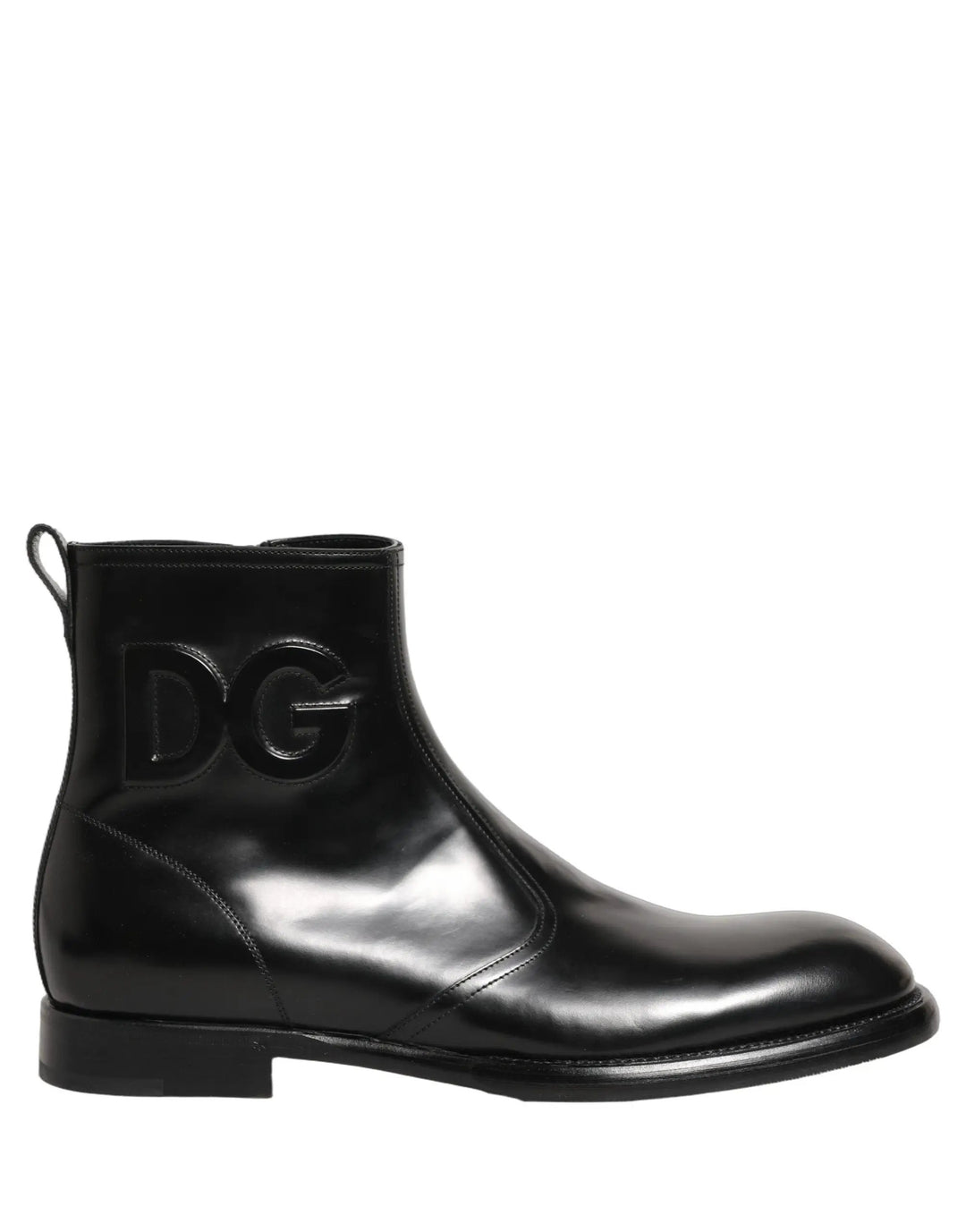 Dolce & Gabbana Sample Sale | Dolce & Gabbana Black Leather Embossed Logo Ankle Boots Shoes - | Designer outlet