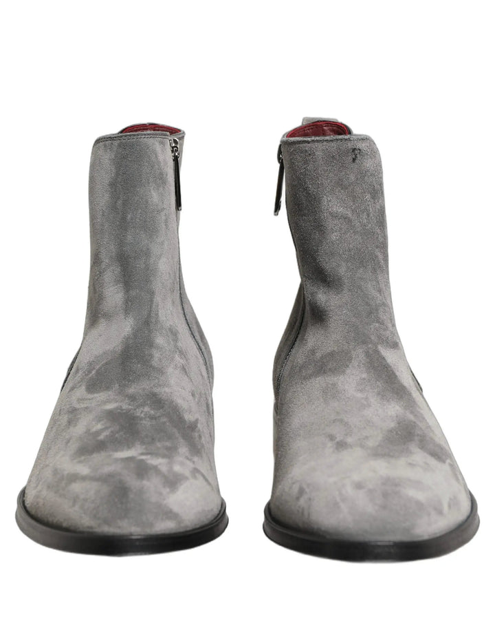 Dolce &amp; Gabbana Sample Sale | Dolce &amp; Gabbana Gray Suede Leather Chelsea Boots Shoes - | Designer outlet