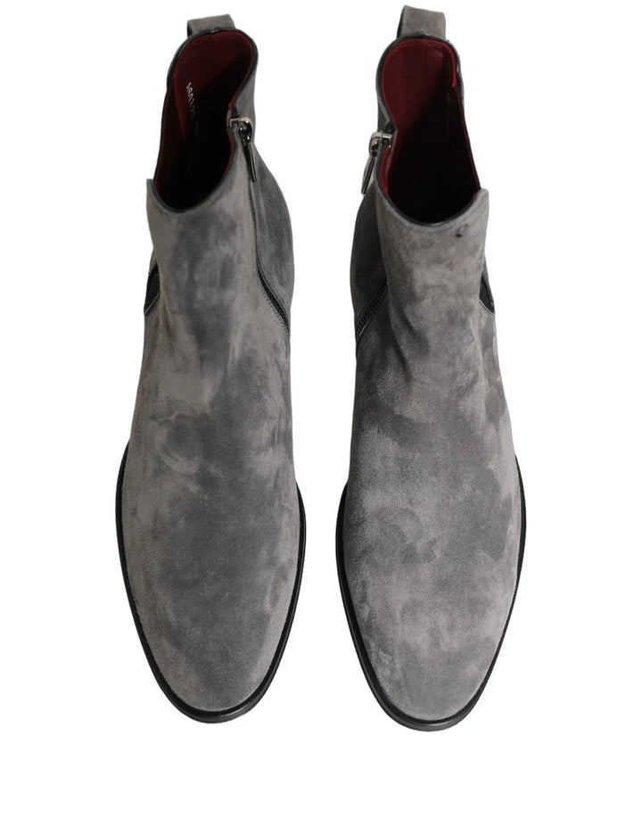 Dolce &amp; Gabbana Sample Sale | Dolce &amp; Gabbana Gray Suede Leather Chelsea Boots Shoes - | Designer outlet