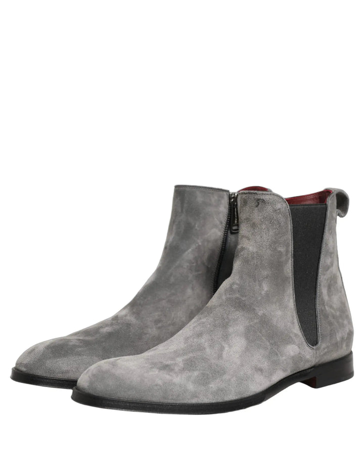 Dolce &amp; Gabbana Sample Sale | Dolce &amp; Gabbana Gray Suede Leather Chelsea Boots Shoes - | Designer outlet