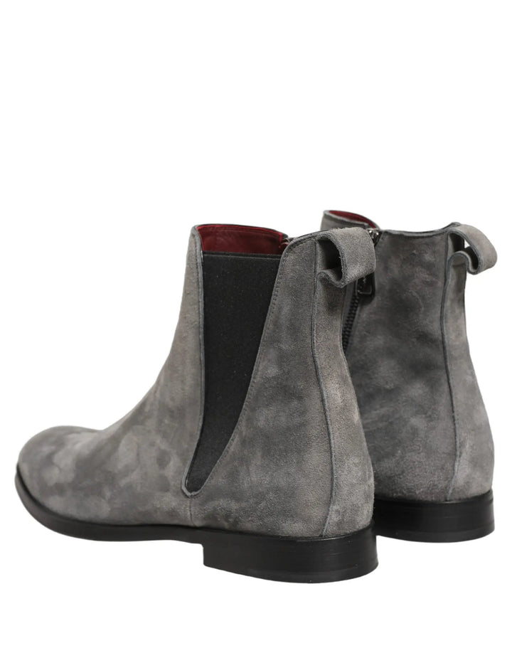 Dolce &amp; Gabbana Sample Sale | Dolce &amp; Gabbana Gray Suede Leather Chelsea Boots Shoes - | Designer outlet