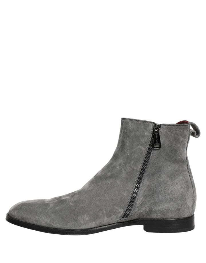 Dolce &amp; Gabbana Sample Sale | Dolce &amp; Gabbana Gray Suede Leather Chelsea Boots Shoes - | Designer outlet