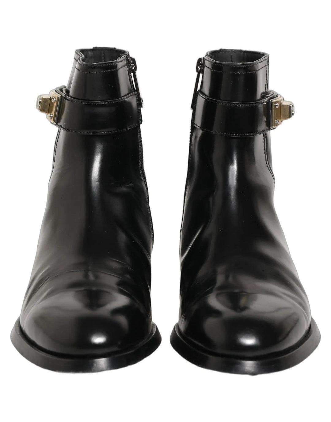 Dolce &amp; Gabbana Sample Sale | Dolce &amp; Gabbana Black Leather Logo Buckle Mid Calf Boots Shoes - | Designer outlet