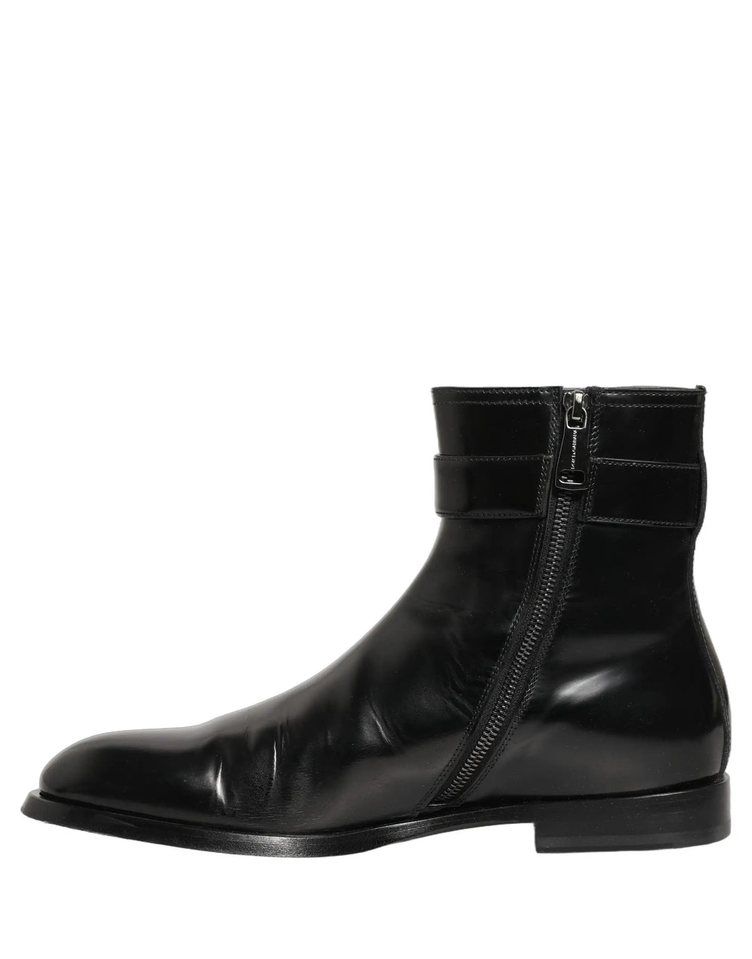 Dolce &amp; Gabbana Sample Sale | Dolce &amp; Gabbana Black Leather Logo Buckle Mid Calf Boots Shoes - | Designer outlet