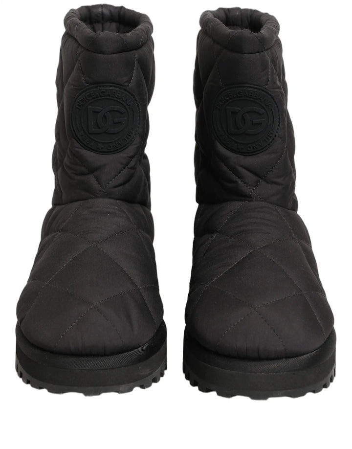 Dolce &amp; Gabbana Sample Sale | Dolce &amp; Gabbana Black Quilted Effect Mid Calf Boots Shoes - | Designer outlet