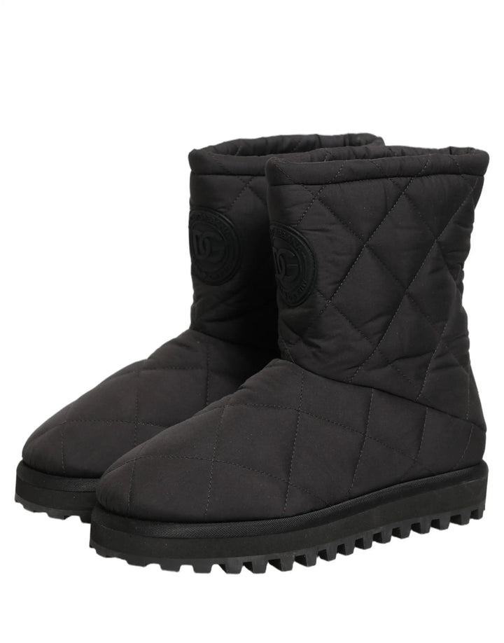 Dolce &amp; Gabbana Sample Sale | Dolce &amp; Gabbana Black Quilted Effect Mid Calf Boots Shoes - | Designer outlet