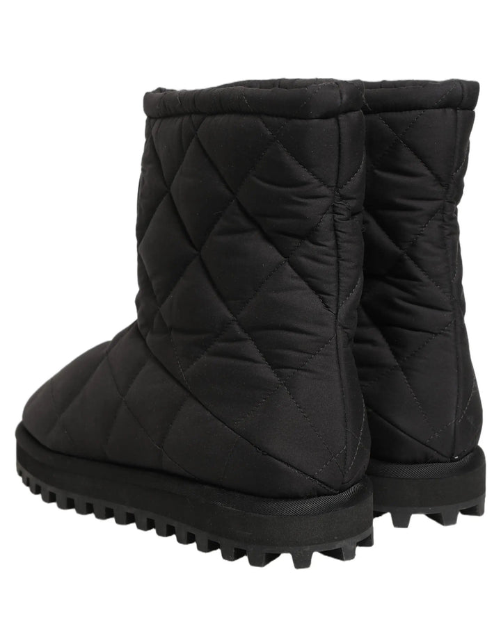 Dolce &amp; Gabbana Sample Sale | Dolce &amp; Gabbana Black Quilted Effect Mid Calf Boots Shoes - | Designer outlet