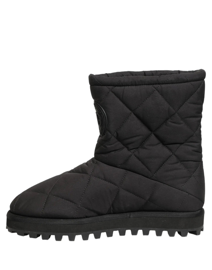 Dolce &amp; Gabbana Sample Sale | Dolce &amp; Gabbana Black Quilted Effect Mid Calf Boots Shoes - | Designer outlet