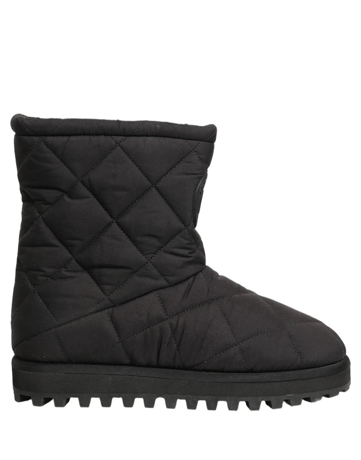 Dolce &amp; Gabbana Sample Sale | Dolce &amp; Gabbana Black Quilted Effect Mid Calf Boots Shoes - | Designer outlet