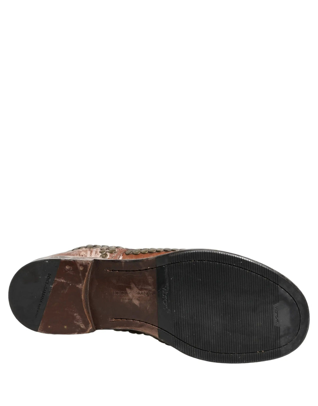 Dolce &amp; Gabbana Sample Sale | Dolce &amp; Gabbana Brown Leather Runway Studs Ankle Boots Shoes - | Designer outlet