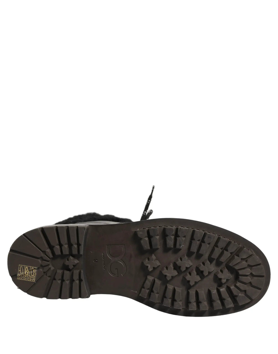 Dolce &amp; Gabbana Sample Sale | Dolce &amp; Gabbana Black Trekking Fur Lace Leather Boots Shoes - | Designer outlet