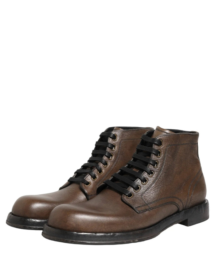 Dolce &amp; Gabbana Sample Sale | Dolce &amp; Gabbana Brown Perugino Leather Men Ankle Boots Shoes - | Designer outlet
