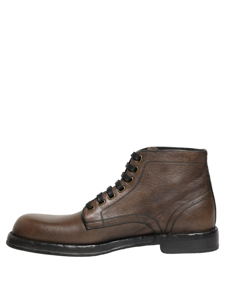 Dolce &amp; Gabbana Sample Sale | Dolce &amp; Gabbana Brown Perugino Leather Men Ankle Boots Shoes - | Designer outlet
