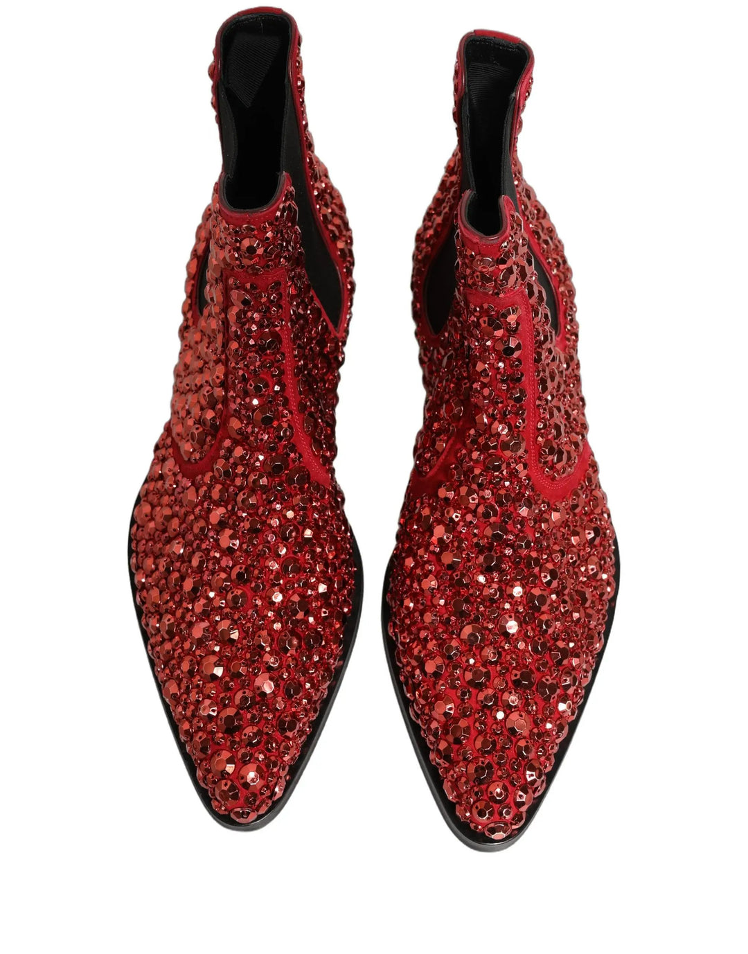 Dolce &amp; Gabbana Sample Sale | Dolce &amp; Gabbana Red Embellished Chelsea Ankle Boots Shoes - | Designer outlet