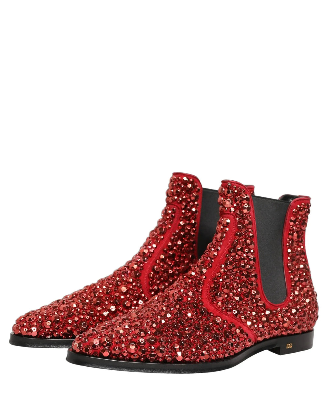 Dolce &amp; Gabbana Sample Sale | Dolce &amp; Gabbana Red Embellished Chelsea Ankle Boots Shoes - | Designer outlet