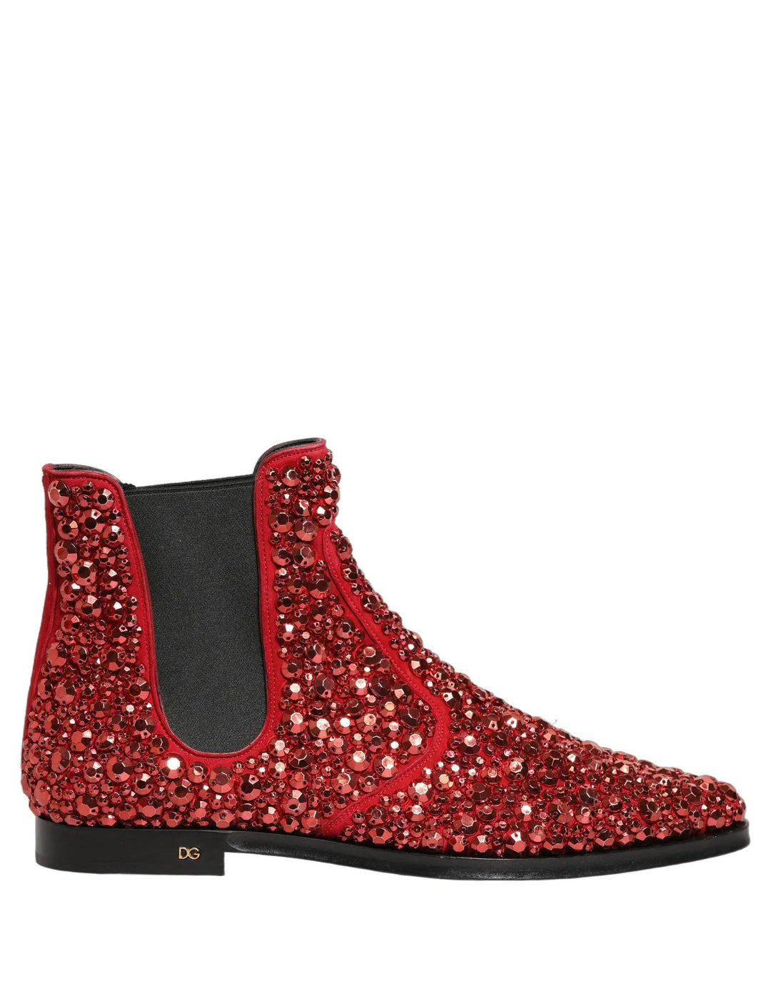 Dolce & Gabbana Sample Sale | Dolce & Gabbana Red Embellished Chelsea Ankle Boots Shoes - | Designer outlet