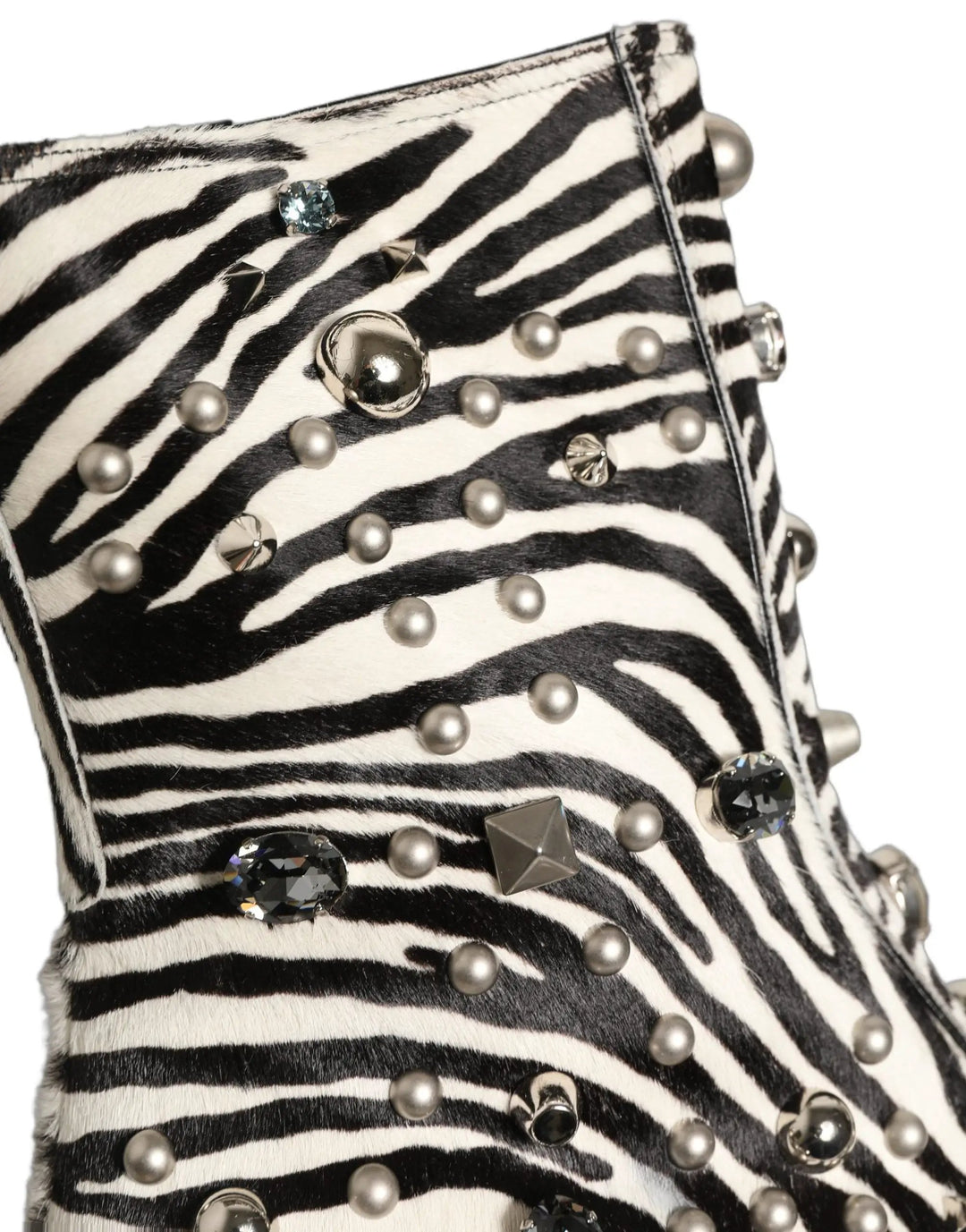 Dolce &amp; Gabbana Sample Sale | Dolce &amp; Gabbana Black White Zebra Embellished Boots Shoes - | Designer outlet