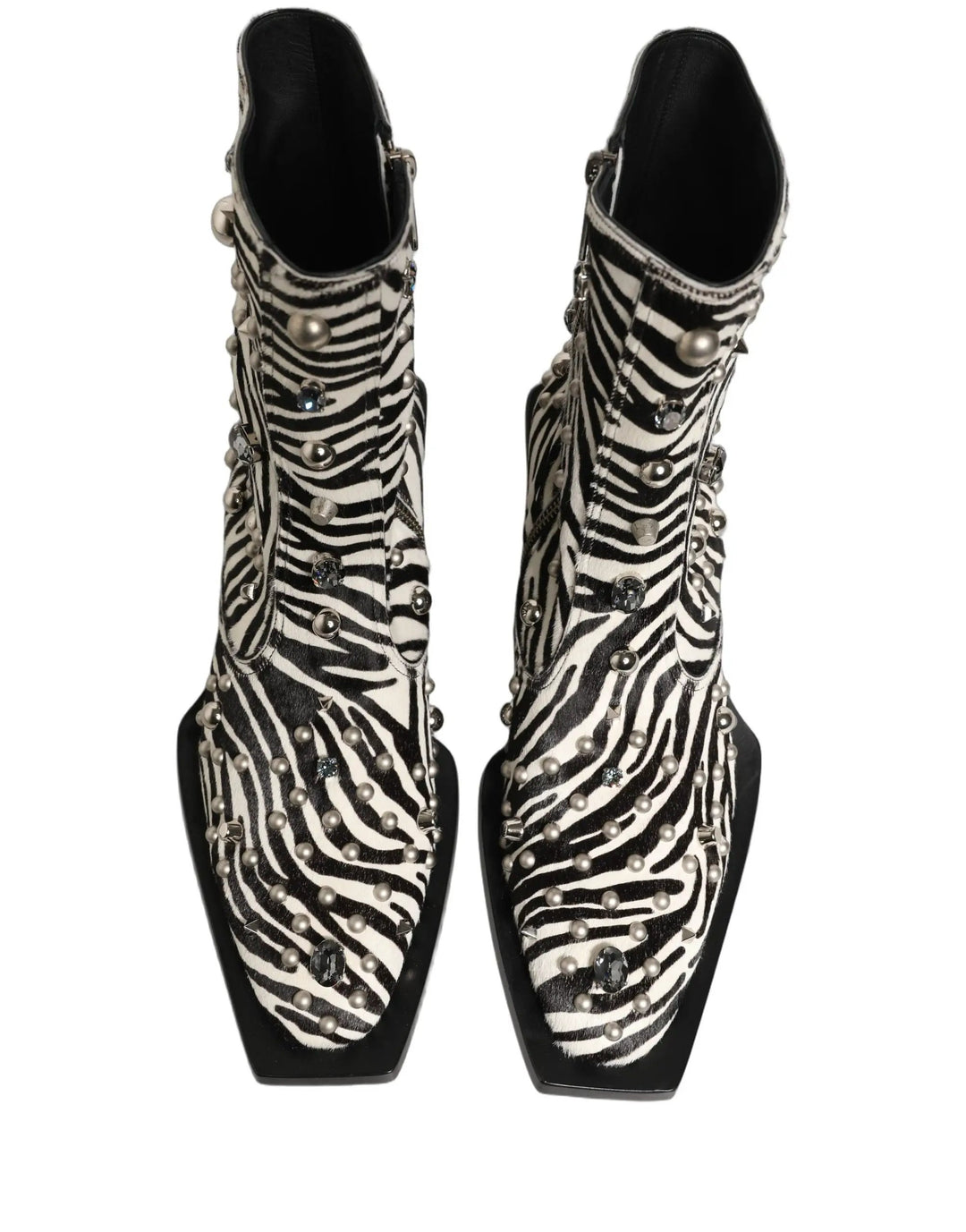 Dolce &amp; Gabbana Sample Sale | Dolce &amp; Gabbana Black White Zebra Embellished Boots Shoes - | Designer outlet