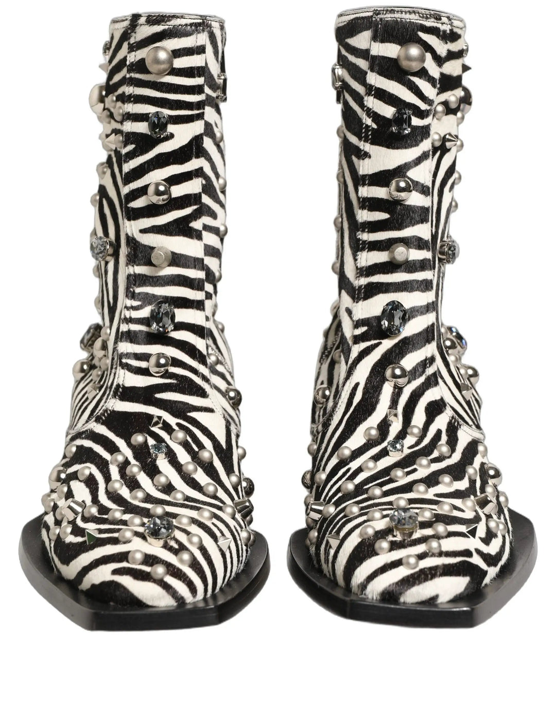 Dolce &amp; Gabbana Sample Sale | Dolce &amp; Gabbana Black White Zebra Embellished Boots Shoes - | Designer outlet