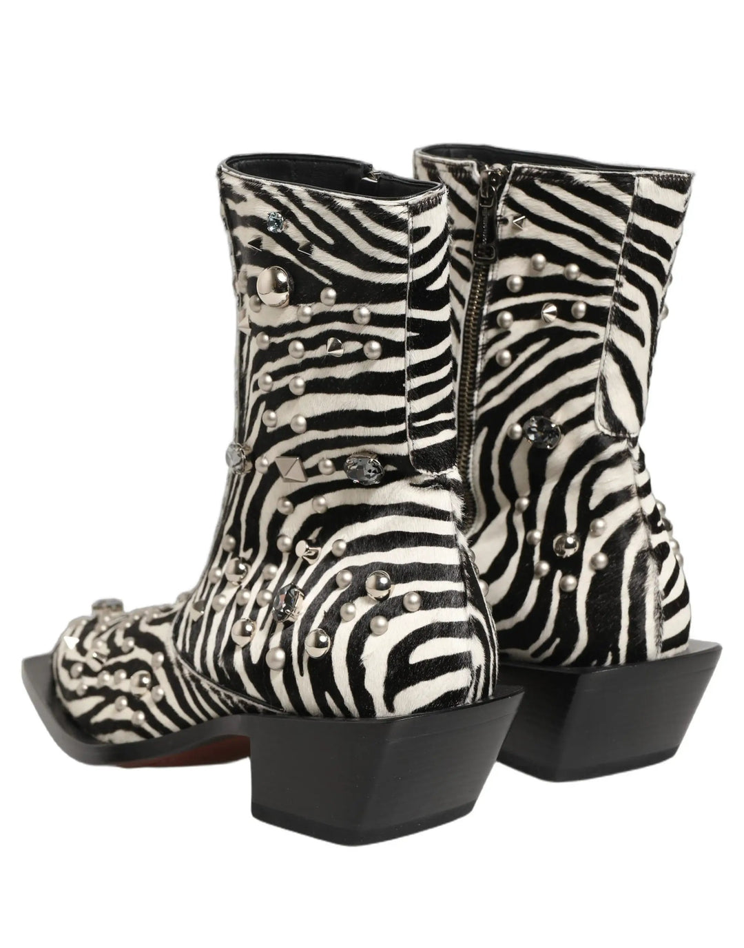 Dolce &amp; Gabbana Sample Sale | Dolce &amp; Gabbana Black White Zebra Embellished Boots Shoes - | Designer outlet