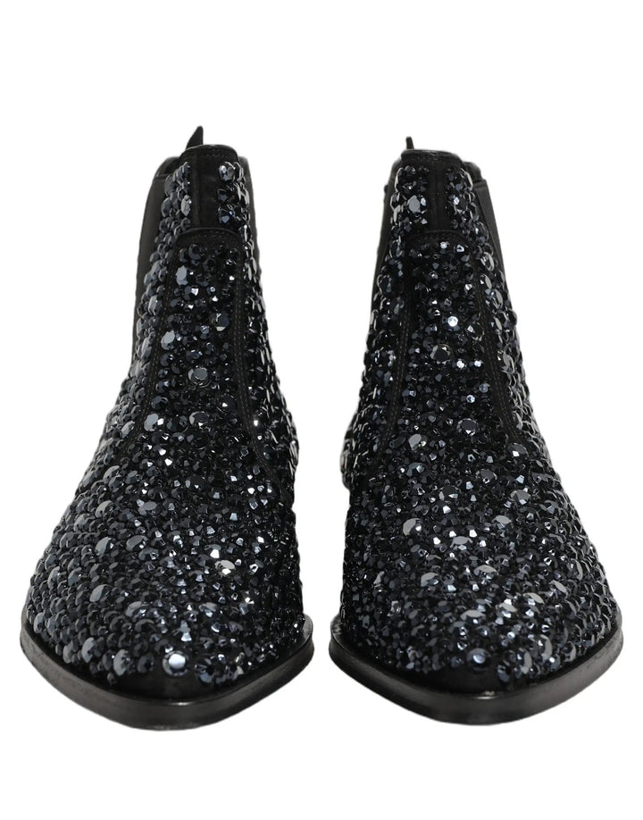 Dolce &amp; Gabbana Sample Sale | Dolce &amp; Gabbana Black Embellished Chelsea Ankle Boots Shoes - | Designer outlet