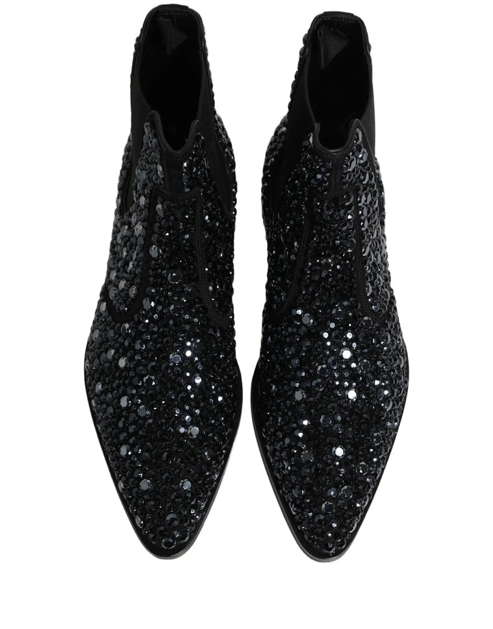 Dolce &amp; Gabbana Sample Sale | Dolce &amp; Gabbana Black Embellished Chelsea Ankle Boots Shoes - | Designer outlet