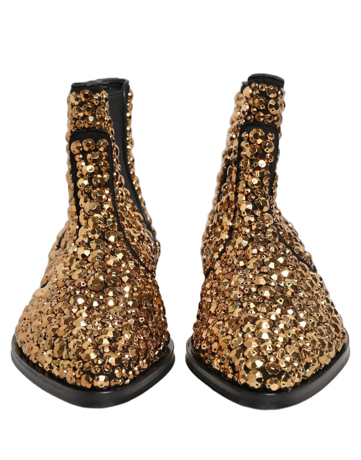 Dolce &amp; Gabbana Sample Sale | Dolce &amp; Gabbana Gold Embellished Chelsea Ankle Boots Shoes - | Designer outlet
