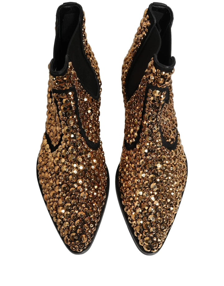 Dolce &amp; Gabbana Sample Sale | Dolce &amp; Gabbana Gold Embellished Chelsea Ankle Boots Shoes - | Designer outlet