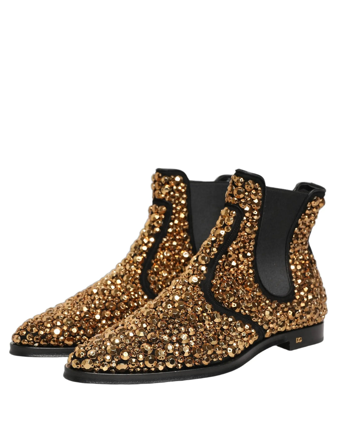 Dolce &amp; Gabbana Sample Sale | Dolce &amp; Gabbana Gold Embellished Chelsea Ankle Boots Shoes - | Designer outlet