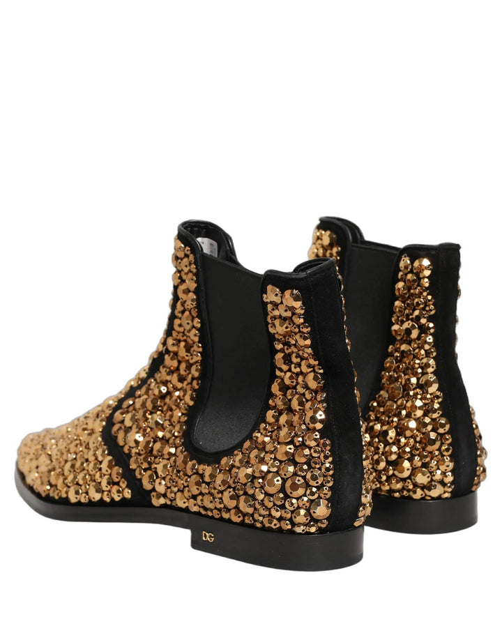 Dolce &amp; Gabbana Sample Sale | Dolce &amp; Gabbana Gold Embellished Chelsea Ankle Boots Shoes - | Designer outlet