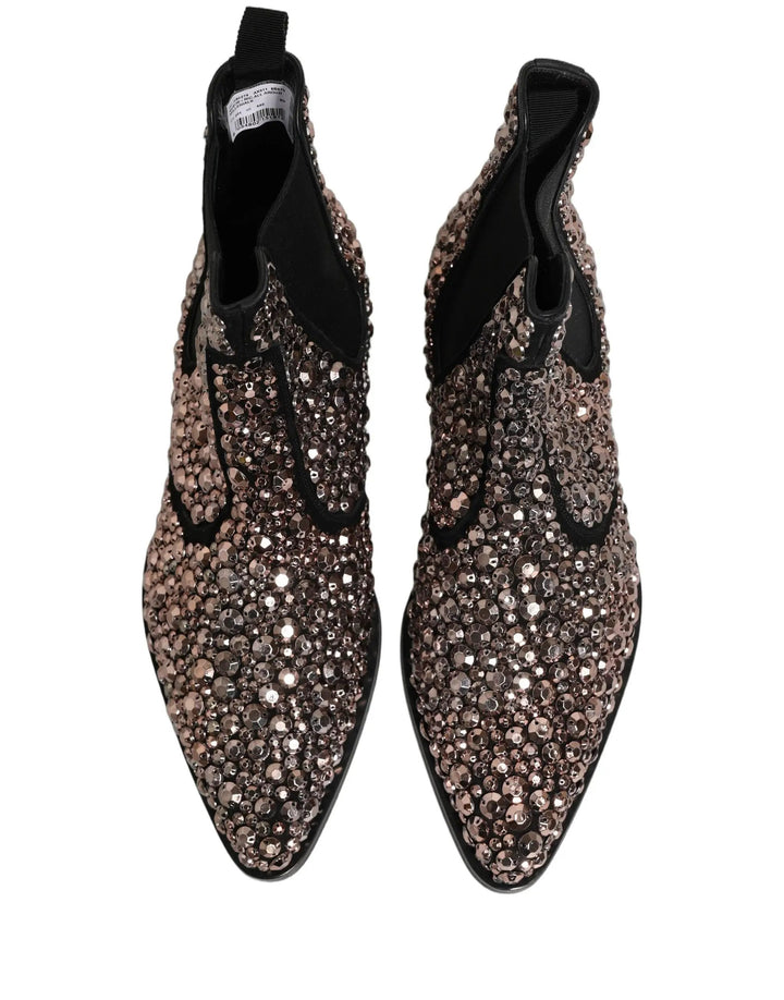 Dolce &amp; Gabbana Sample Sale | Dolce &amp; Gabbana Silver Embellished Chelsea Ankle Boots Shoes - | Designer outlet