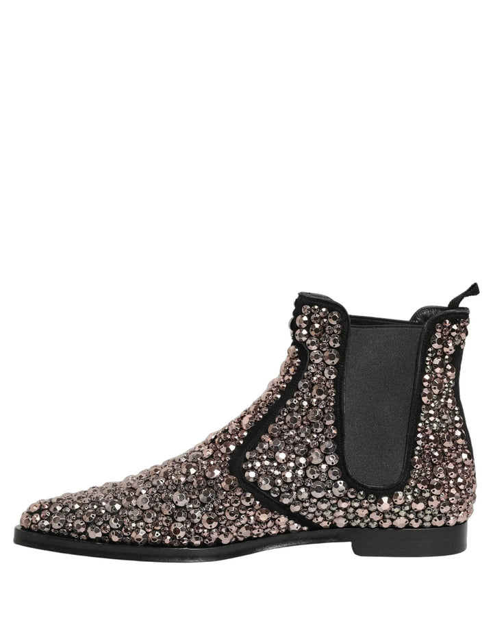Dolce &amp; Gabbana Sample Sale | Dolce &amp; Gabbana Silver Embellished Chelsea Ankle Boots Shoes - | Designer outlet
