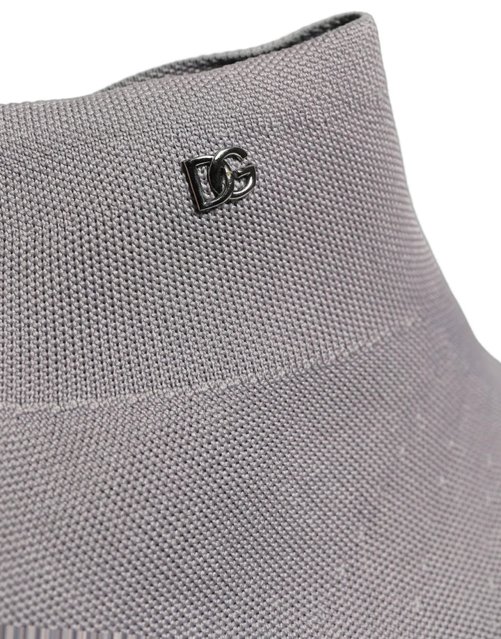 Dolce &amp; Gabbana Sample Sale | Dolce &amp; Gabbana Gray Stretch Mesh Men Ankle Boots Shoes - | Designer outlet