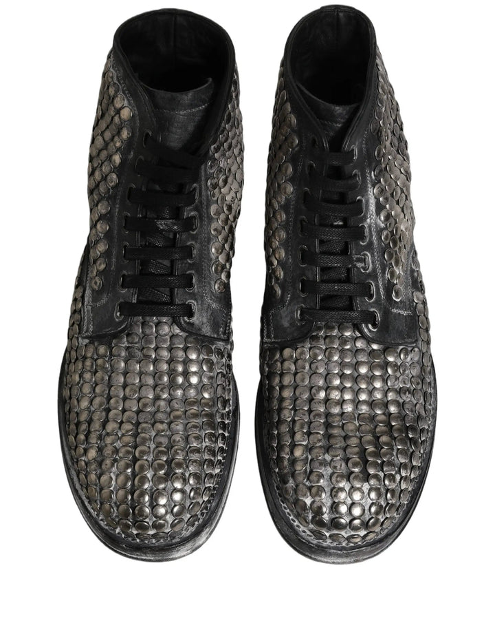 Dolce &amp; Gabbana Sample Sale | Dolce &amp; Gabbana Black Leather Runway Studs Ankle Boots Shoes - | Designer outlet