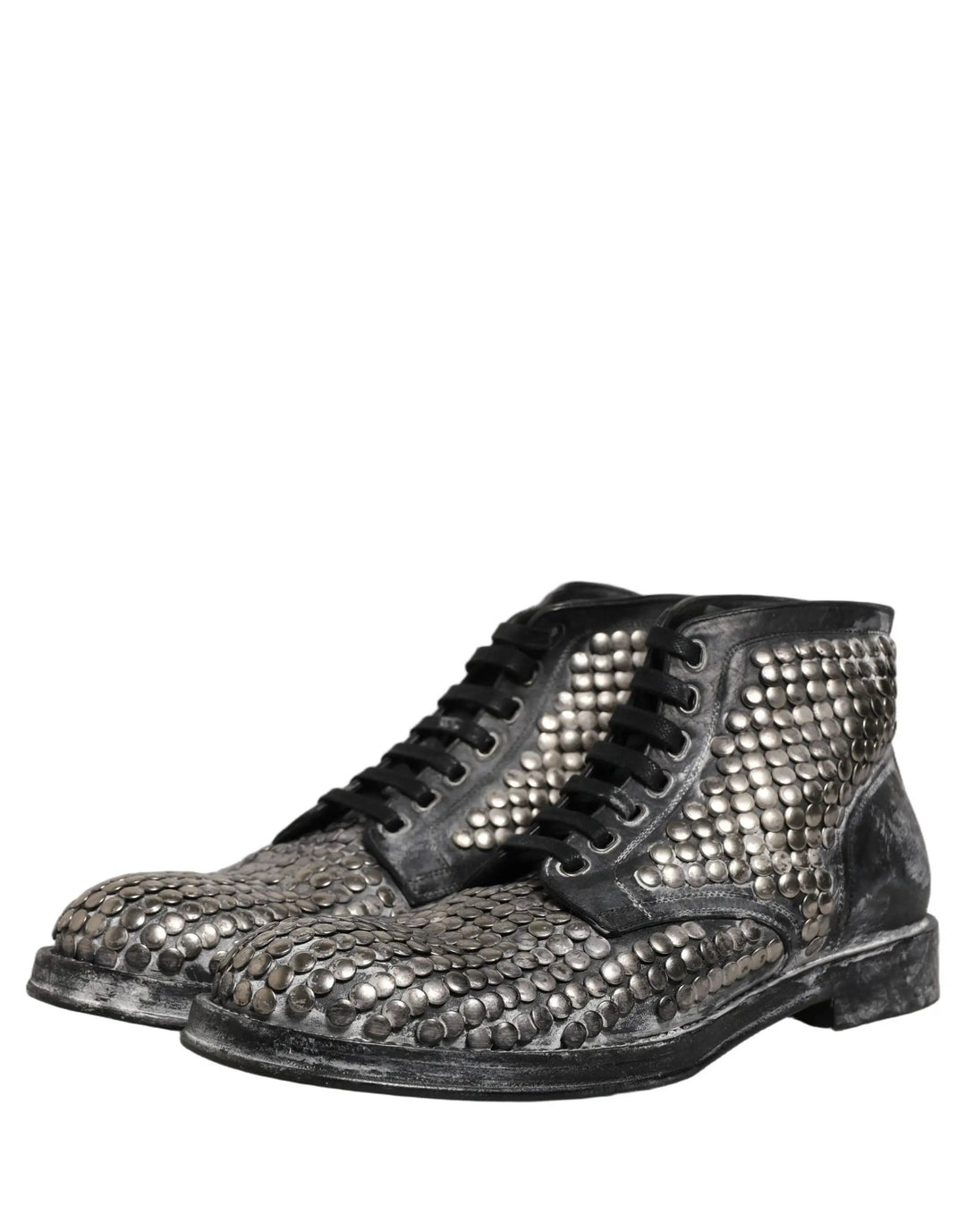 Dolce &amp; Gabbana Sample Sale | Dolce &amp; Gabbana Black Leather Runway Studs Ankle Boots Shoes - | Designer outlet
