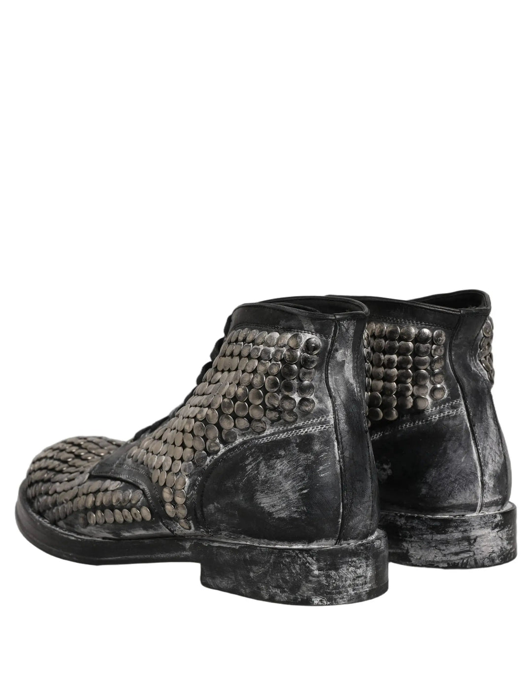 Dolce &amp; Gabbana Sample Sale | Dolce &amp; Gabbana Black Leather Runway Studs Ankle Boots Shoes - | Designer outlet